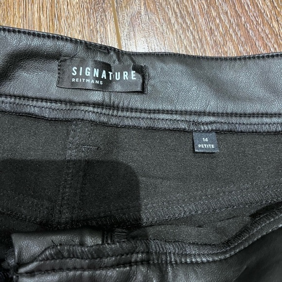 FAUX leather pant size 14 petite black with pocket straight leg - Picture 6 of 7